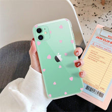 Load image into Gallery viewer, New Transparent Love Heart Phone Case For iPhone 11 12 Pro Max Shockproof Silicone Back Cover Cute Heart Pattern For Women Girls Clear Soft Flexible Durable Slim Hard Back Cases
