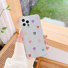 Load image into Gallery viewer, New Transparent Love Heart Phone Case For iPhone 11 12 Pro Max Shockproof Silicone Back Cover Cute Heart Pattern For Women Girls Clear Soft Flexible Durable Slim Hard Back Cases
