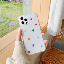 Load image into Gallery viewer, New Transparent Love Heart Phone Case For iPhone 11 12 Pro Max Shockproof Silicone Back Cover Cute Heart Pattern For Women Girls Clear Soft Flexible Durable Slim Hard Back Cases
