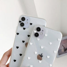 Load image into Gallery viewer, New Transparent Love Heart Phone Case For iPhone 11 12 Pro Max Shockproof Silicone Back Cover Cute Heart Pattern For Women Girls Clear Soft Flexible Durable Slim Hard Back Cases
