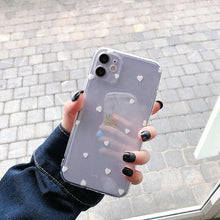 Load image into Gallery viewer, New Transparent Love Heart Phone Case For iPhone 11 12 Pro Max Shockproof Silicone Back Cover Cute Heart Pattern For Women Girls Clear Soft Flexible Durable Slim Hard Back Cases
