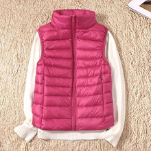 Load image into Gallery viewer, New Trendy Ultra Light Women's Duck Down Vest Jacket Autumn/Winter High collar Sleeveless Coat For Girls
