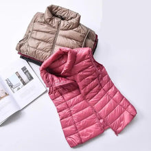 Load image into Gallery viewer, New Trendy Ultra Light Women's Duck Down Vest Jacket Autumn/Winter High collar Sleeveless Coat For Girls
