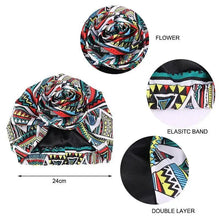 Load image into Gallery viewer, New Vintage African Print Stretch Bandana Head Wrap Long Scarf satin Floral Women Party Turban Headwear Cap Hair Accessories
