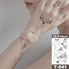 Load image into Gallery viewer, New Waterproof Temporary Tattoo Sticker Deer Animal Flash Tatoo Black Line Body Art Small Decorative Design For Womens Boys
