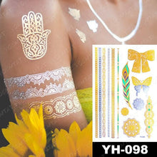 Load image into Gallery viewer, New Waterproof Temporary Tattoo Sticker Golden Silver Flower Jewelry Flash Fashion Different Design Tattoos For Womens
