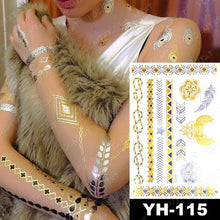 Load image into Gallery viewer, New Waterproof Temporary Tattoo Sticker Golden Silver Flower Jewelry Flash Fashion Different Design Tattoos For Womens
