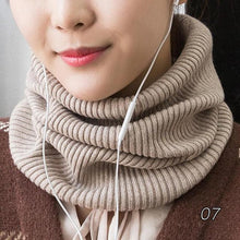 Load image into Gallery viewer, New Winter Autumn Solid Color Soft Cashmere Knit Ring Scarves Neck Warmer Elastic Neck Gaiter Head Wrap Headwear Comfort Collar Female Winter One Loop Scarf For Women
