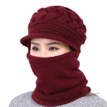 Load image into Gallery viewer, New Winter Balaclava Beanies Mother Hat Women Warm Thick Skellies Riding Outdoor Hats Gorgas Stripes Beanie Cap Mask Scarf Hat Set Outdoor Sport Warm Beanies Hat For Men Knitted Hats Bandana Hiking Camping Kid Neck Warmer Cap
