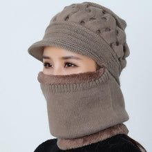 Load image into Gallery viewer, New Winter Balaclava Beanies Mother Hat Women Warm Thick Skellies Riding Outdoor Hats Gorgas Stripes Beanie Cap Mask Scarf Hat Set Outdoor Sport Warm Beanies Hat For Men Knitted Hats Bandana Hiking Camping Kid Neck Warmer Cap
