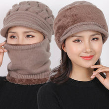 Load image into Gallery viewer, New Winter Balaclava Beanies Mother Hat Women Warm Thick Skellies Riding Outdoor Hats Gorgas Stripes Beanie Cap Mask Scarf Hat Set Outdoor Sport Warm Beanies Hat For Men Knitted Hats Bandana Hiking Camping Kid Neck Warmer Cap
