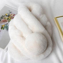 Load image into Gallery viewer, New Winter Solid Color Warm Thicken Soft Collar Scarf Faux Rabbit Fur Neckerchief Plush Warm Hot Scarfs Cross Collar Scarf Shawl Solid With Pearl Elegant For Women

