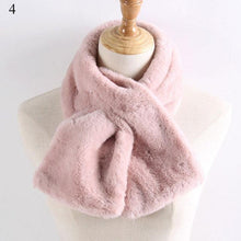 Load image into Gallery viewer, New Winter Solid Color Warm Thicken Soft Collar Scarf Faux Rabbit Fur Neckerchief Plush Warm Hot Scarfs Cross Collar Scarf Shawl Solid With Pearl Elegant For Women
