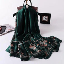 Load image into Gallery viewer, New Women Autumn Winter Fashion Silk Scarf Shawl Beach Headband Female Casual Wear Beach Friendly Spring Silk Scarf Flower Print Silk Scarves Shawls and Wraps Long Size Beach Stoles
