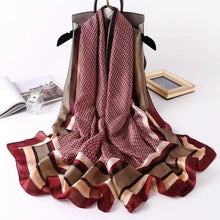 Load image into Gallery viewer, New Women Autumn Winter Fashion Silk Scarf Shawl Beach Headband Female Casual Wear Beach Friendly Spring Silk Scarf Flower Print Silk Scarves Shawls and Wraps Long Size Beach Stoles
