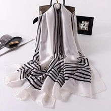 Load image into Gallery viewer, New Women Autumn Winter Fashion Silk Scarf Shawl Beach Headband Female Casual Wear Beach Friendly Spring Silk Scarf Flower Print Silk Scarves Shawls and Wraps Long Size Beach Stoles
