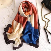 Load image into Gallery viewer, New Women Autumn Winter Fashion Silk Scarf Shawl Beach Headband Female Casual Wear Beach Friendly Spring Silk Scarf Flower Print Silk Scarves Shawls and Wraps Long Size Beach Stoles
