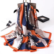 Load image into Gallery viewer, New Women Autumn Winter Fashion Silk Scarf Shawl Beach Headband Female Casual Wear Beach Friendly Spring Silk Scarf Flower Print Silk Scarves Shawls and Wraps Long Size Beach Stoles
