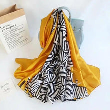 Load image into Gallery viewer, New Women Autumn Winter Fashion Silk Scarf Shawl Beach Headband Female Casual Wear Beach Friendly Spring Silk Scarf Flower Print Silk Scarves Shawls and Wraps Long Size Beach Stoles
