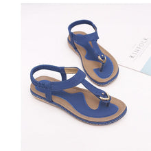 Load image into Gallery viewer, New Women Sandals Flat Heel Summer Casual Flip Flops Single Ladies Shoes Woman Soft Sole Slippers Summer Casual Flat Ankle T-Strap Thong Elastic Comfortable Flip Flops Beach Shoes Sandal
