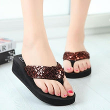 Load image into Gallery viewer, New Women Solid Slides Sandals Thickness Sequin Shoes Slippers Beach Shoes House Non-Slip Slippers Thick Sequin Sandals For Indoor Outdoor Breathable Shoes
