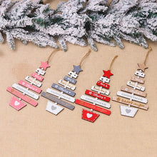 Load image into Gallery viewer, New Year Christmas Tree Bell Pendant Christmas Wooden Hanging Ornaments Letter Pendant Wooden Tree Decorations Star Bird Bow-Knot Letter Bells Design Wooden Hanging Decor For Christmas Tree Wind Wooden Hanging Gift Home Festival Decoration Accessories
