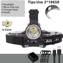 Load image into Gallery viewer, Newest  Waterproof XHP199 16-Core Super Bright Powerful Lantern Headlamp XHP110 LED USB  Flashlight XHP50 Headlight Rechargeable 18650 Zoom Torch Light
