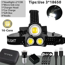 Load image into Gallery viewer, Newest  Waterproof XHP199 16-Core Super Bright Powerful Lantern Headlamp XHP110 LED USB  Flashlight XHP50 Headlight Rechargeable 18650 Zoom Torch Light
