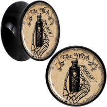 Load image into Gallery viewer, Witches Brew Poison Potion Halloween Black Acrylic Plug Set 0G to 20mm
