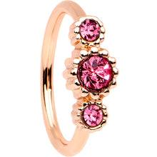 Load image into Gallery viewer, 20G Pink CZ Gem Rose Gold IP Triplet Seamless Circular Ring
