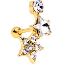 Load image into Gallery viewer, 18G 1/4 Clear Gem Star Gold Plated Cartilage Tragus Earring
