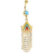 Load image into Gallery viewer, Yellow Blue Red Orb Gold Plated Fancy Fan Chandelier Dangle Belly Ring
