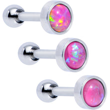 Load image into Gallery viewer, 16G 1/4 Pink Faux Opal Tragus Cartilage Earring 3 Pack Set
