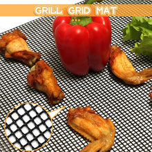 Load image into Gallery viewer, Non-stick Barbecue Mesh Mat Reusable Heat Resistance BBQ Baking Net Pad Kitchen Cooking BBQ Mat Liner Accessories Outdoor BBQ Tool  Non Stick BBQ Grill Mats Reusable BBQ Grilling Sheets Silicone Brush Easy to Clean BBQ Accessories

