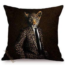 Load image into Gallery viewer, Nordic Art Posters Style Pillow Covers Decorative Cushion Cover Zebra Giraffe Elephant Horse Fashion Animal Wearing Hat Sofa Throw Pillow Case
