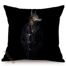 Load image into Gallery viewer, Nordic Art Posters Style Pillow Covers Decorative Cushion Cover Zebra Giraffe Elephant Horse Fashion Animal Wearing Hat Sofa Throw Pillow Case
