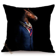 Load image into Gallery viewer, Nordic Art Posters Style Pillow Covers Decorative Cushion Cover Zebra Giraffe Elephant Horse Fashion Animal Wearing Hat Sofa Throw Pillow Case
