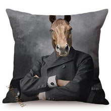 Load image into Gallery viewer, Nordic Art Posters Style Pillow Covers Decorative Cushion Cover Zebra Giraffe Elephant Horse Fashion Animal Wearing Hat Sofa Throw Pillow Case
