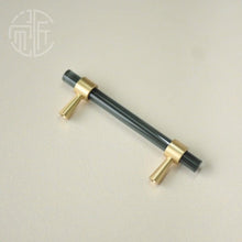 Load image into Gallery viewer, Nordic Modern Wardrobe Dresser Drawer Pull Cabinet Door Handle Knobs Cabinet Handle Pure Copper Double Hole Crystal Handle Brass Walnut Kitchen Wardrobe Cabinet Hardware Pull Handle Adjustable Hole
