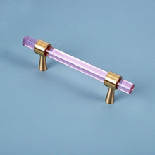 Load image into Gallery viewer, Nordic Modern Wardrobe Dresser Drawer Pull Cabinet Door Handle Knobs Cabinet Handle Pure Copper Double Hole Crystal Handle Brass Walnut Kitchen Wardrobe Cabinet Hardware Pull Handle Adjustable Hole
