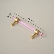 Load image into Gallery viewer, Nordic Modern Wardrobe Dresser Drawer Pull Cabinet Door Handle Knobs Cabinet Handle Pure Copper Double Hole Crystal Handle Brass Walnut Kitchen Wardrobe Cabinet Hardware Pull Handle Adjustable Hole
