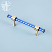 Load image into Gallery viewer, Nordic Modern Wardrobe Dresser Drawer Pull Cabinet Door Handle Knobs Cabinet Handle Pure Copper Double Hole Crystal Handle Brass Walnut Kitchen Wardrobe Cabinet Hardware Pull Handle Adjustable Hole
