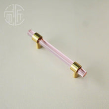 Load image into Gallery viewer, Nordic Modern Wardrobe Dresser Drawer Pull Cabinet Door Handle Knobs Cabinet Handle Pure Copper Double Hole Crystal Handle Brass Walnut Kitchen Wardrobe Cabinet Hardware Pull Handle Adjustable Hole
