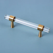 Load image into Gallery viewer, Nordic Modern Wardrobe Dresser Drawer Pull Cabinet Door Handle Knobs Cabinet Handle Pure Copper Double Hole Crystal Handle Brass Walnut Kitchen Wardrobe Cabinet Hardware Pull Handle Adjustable Hole
