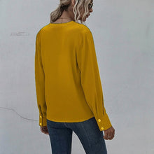 Load image into Gallery viewer, Notched Neck Pleated Decoration Blouse
