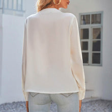 Load image into Gallery viewer, Notched Neck Pleated Decoration Blouse
