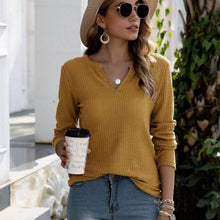 Load image into Gallery viewer, Notched Waffle Knit Solid Tee
