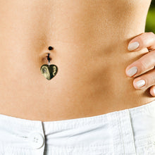 Load image into Gallery viewer, Skeleton Bride Vampire Groom Halloween Black Heart Dangle Belly Ring
