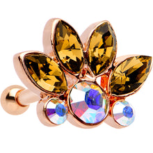 Load image into Gallery viewer, Brown Aurora CZ Gem Rose Gold PVD Tiara Cartilage Tragus Earring
