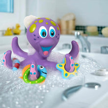 Load image into Gallery viewer, Nuby Floating Purple Octopus with 3 Hoopla Rings Interactive Bath Toy
